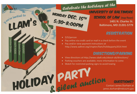 LLAM 2014 holiday party flyer